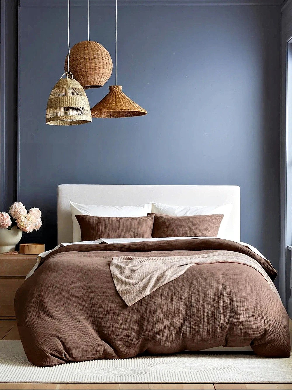 New Quince Organic Cotton Gauze Duvet Cover Set King/CalKing $169.90 Chocolate
